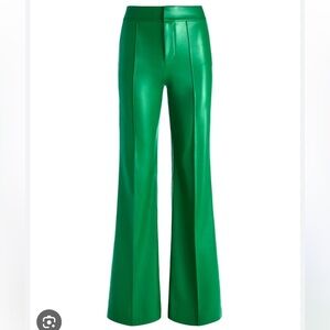 Alice + Olivia Dylan Emerald Green Vegan Leather Wide Leg Pant